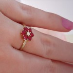 Diamantring med rubin og diamanter 0,03 ct W-Si - bur615219g