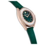 Swarovski klokke Crystalline Aura watch Swiss Made, Leather strap, Green, Rose gold-tone finish - 5644078