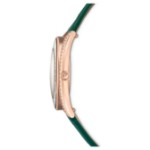 Swarovski klokke Crystalline Aura watch Swiss Made, Leather strap, Green, Rose gold-tone finish - 5644078