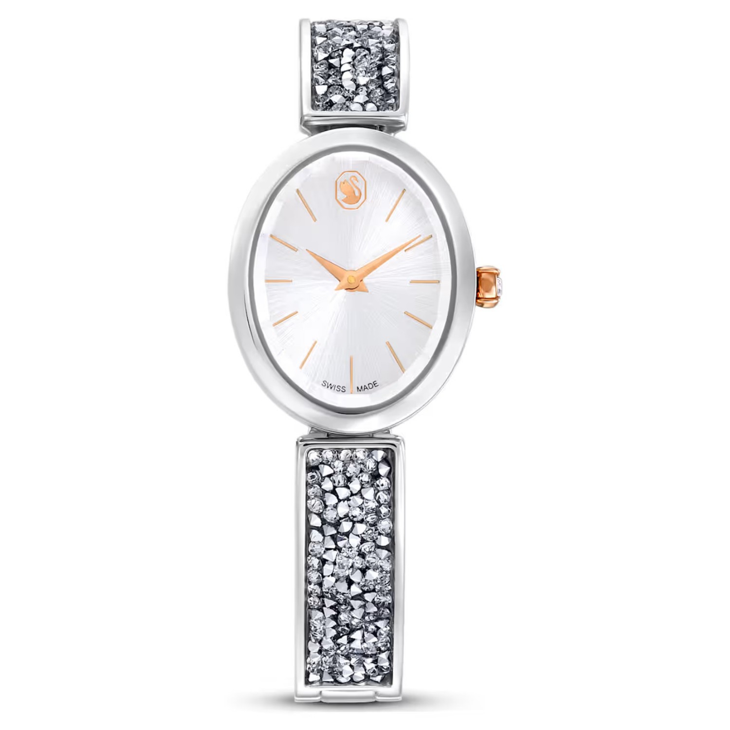 Swarovski klokke  Crystal Rock Oval watch Swiss Made, Crystal bracelet, White, Stainless steel - 5656878