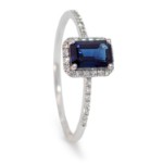 Diamantring i gull med safir - 5347901