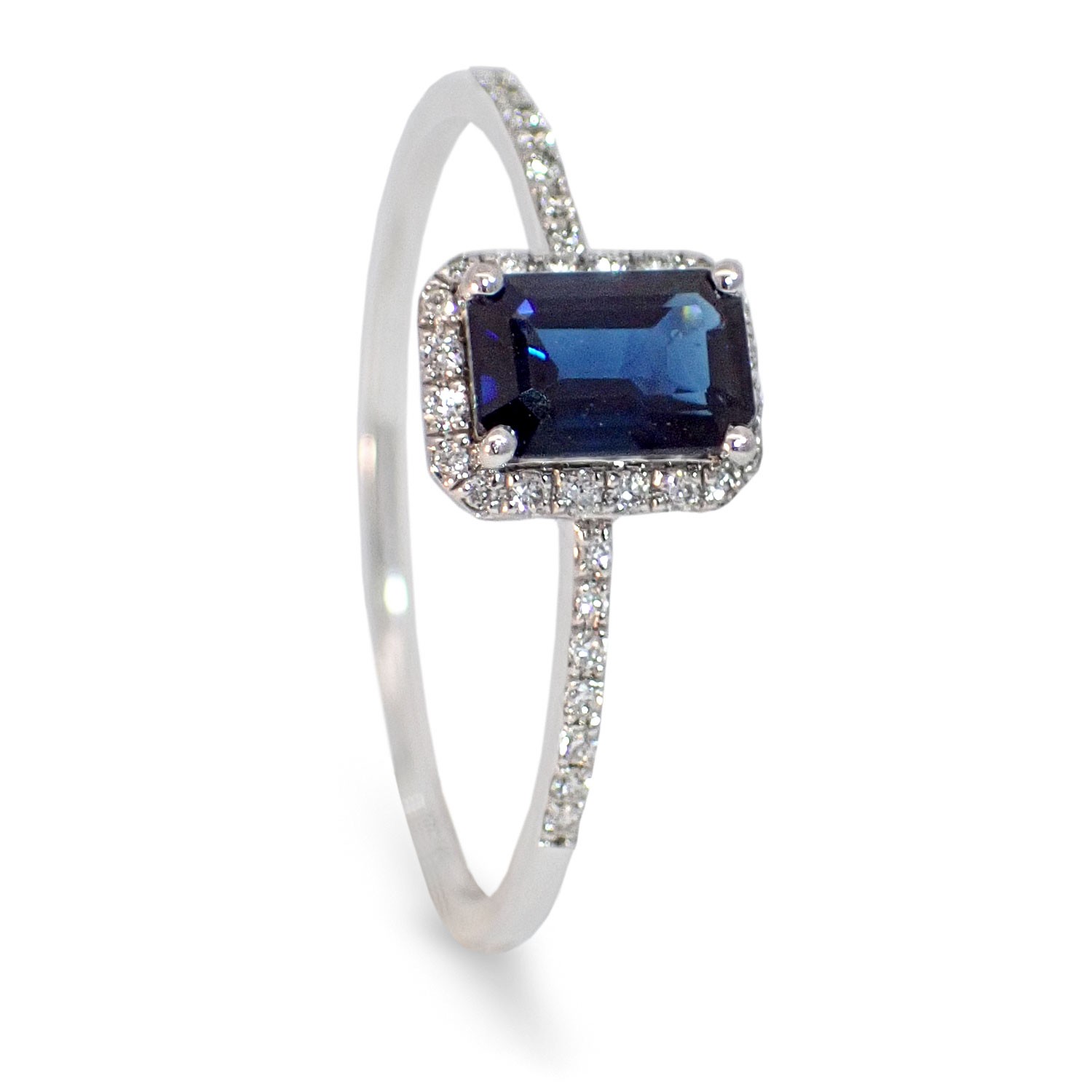 Diamantring i gull med safir - 5347901