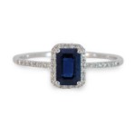 Diamantring i gull med safir - 5347901