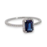 Diamantring i gull med safir - 5347901