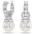 Swarovski øredobber Matrix drop earrings Crystal pearl, Round cut, White, Rhodium plated - 5691716