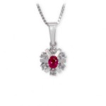 Diamantsmykke i gull med 0,12 ct TW-Si & rubin - bur272050rubin