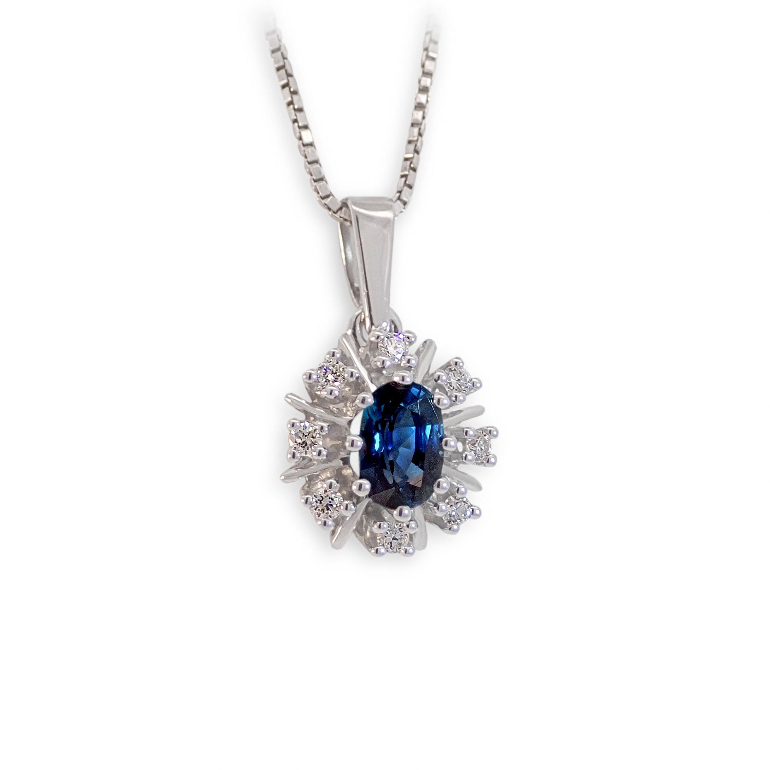 Diamantsmykke i gull med 0,12 ct TW-Si & safir -272050