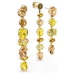 Swarovski øredobber Gema drop earrings Asymmetrical design, Mixed cuts, Long, Yellow, Gold-tone plated - 5718073