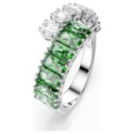 Swarovski Matrix ring Mixed cuts, Green, Rhodium plated - 5722458