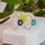 Diamantring med safir og diamanter 0,03 ct W-Si - bur615212s