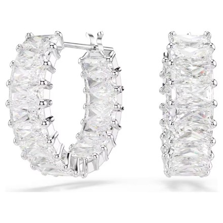 Swarovski øredobber Matrix hoop earrings Baguette cut, White, Rhodium plated - 5733397 Swarovski øredobber Matrix hoop earrings Baguette cut, White, Rhodium plated - 5733397