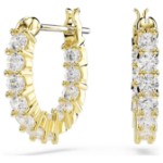 Swarovski øredobber Matrix Vittore hoop earrings Round cut, White, Gold-tone plated - 5733398