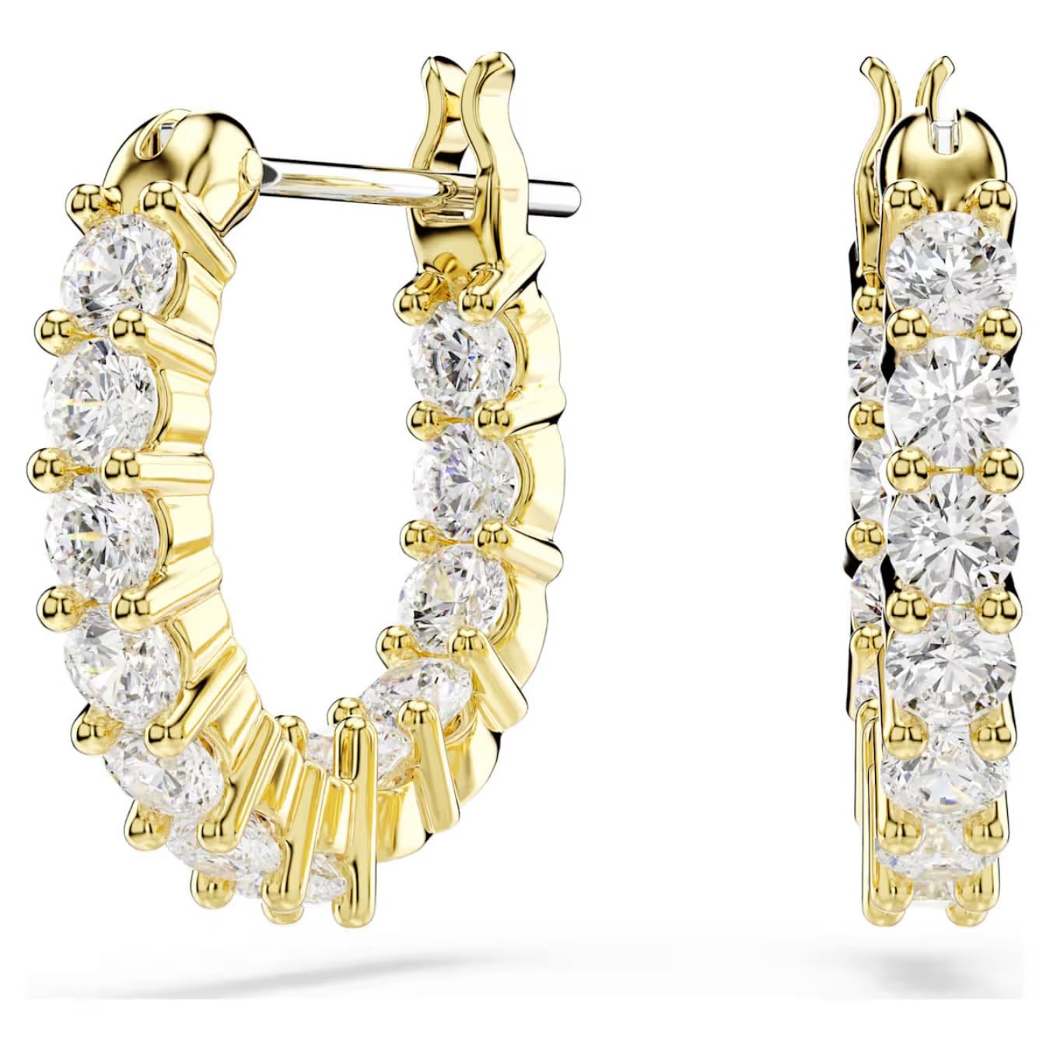 Swarovski øredobber Matrix Vittore hoop earrings Round cut, White, Gold-tone plated - 5733398