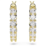 Swarovski øredobber Matrix Vittore hoop earrings Round cut, White, Gold-tone plated - 5733398