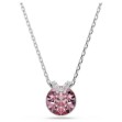 Swarovski smykke Bella V pendant Round cut, Pink, Rhodium plated - 5734230