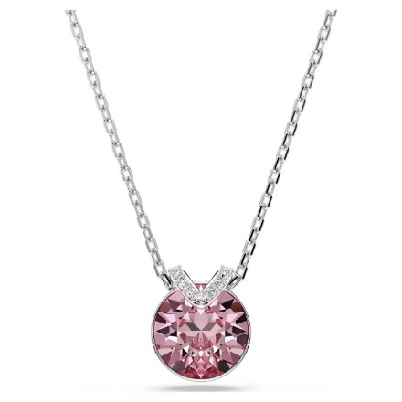 Swarovski smykke Bella V pendant Round cut, Pink, Rhodium plated - 5734230 Swarovski smykke Bella V pendant Round cut, Pink, Rhodium plated - 5734230