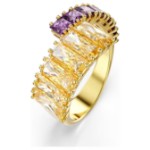 Swarovski Matrix ring Mixed cuts, Multicolored, Gold-tone plated - 5722452