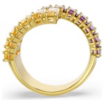 Swarovski Matrix ring Mixed cuts, Multicolored, Gold-tone plated - 5722452