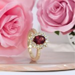 Diamantring i gult gull med rhodolitt og diamanter 0,36ct W-Si - Bur573001