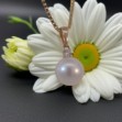 Diamantsmykke i 14kt gull med perle og diamant 0,35ct W-Si - coc4000147