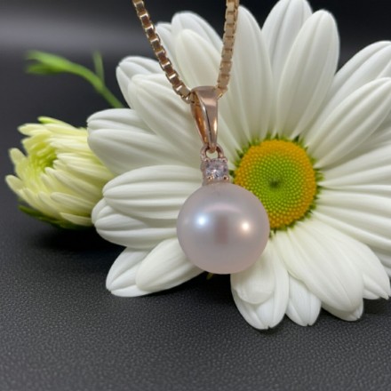 Diamantsmykke i 14kt gull med perle og diamant 0,35ct W-Si - coc4000147 Diamantsmykke i 14kt gull med perle og diamant 0,35ct W-Si - coc4000147