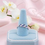 Diamantring i 14K hvitt gull med 0,03ct WSI og tanzanitt - 57576