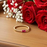 Gullring 14 kt med rubin - 57374