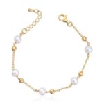 Armbånd FV perle i forgylt sølv, 18.5 cm - 3019219