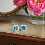 Gulløredobber med London Blue Topas - 47391