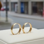 Gifteringer i gult gull 14kt, 4 mm, modell 167. RUBIN - 1240