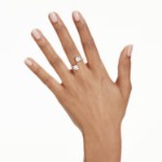 Swarovski Mesmera open ring Heart cut, Pavé, White, Gold-tone plated - 5733479