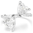 Swarovski Mesmera open ring Heart cut, Pavé, White, Rhodium plated