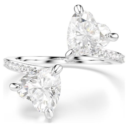 Swarovski Mesmera open ring Heart cut, Pavé, White, Rhodium plated Swarovski Mesmera open ring Heart cut, Pavé, White, Rhodium plated