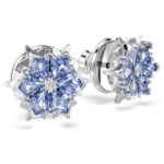 Swarovski Magic stud earrings Snowflake, Blue, Rhodium plated - 5734242