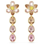 Swarovski Idyllia drop earrings Mixed cuts, Flower, Multicolored, Gold-tone plated - 5732381
