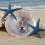 Diamantsmykke i gull med 0,06 ct W-Si & safir - BUR270158s