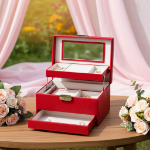 Smykkeskrin,  220x160x125 mm rød/krem - 3463798