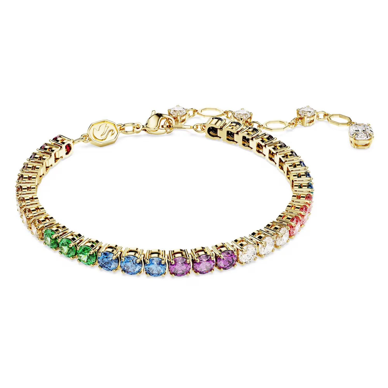 Swarovski armbånd Matrix Tennis bracelet Round cut, Multicolored, Gold-tone plated - 5685691