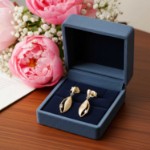 Øredobber i gult gull 14kt med zirkonia - bur2341881