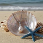 Sølvsmykke med ferskvannsperle, zirkonia og sølv kjede - 3324584