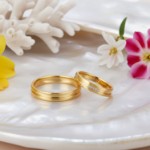 Gifteringer i gult gull 14 kt, 4 mm. GERSTNER - 28272