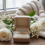 Forlovelesring i gult gull14kt med blå  Lab Grown diamant 0,68ct VVS2. Leticia - LG628442823