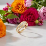 Gullring i 14 kt gull med zirkonia - Bur594449