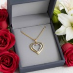 Gullhjerte i 14kt gull med 0,02ct W-P - Bur310314