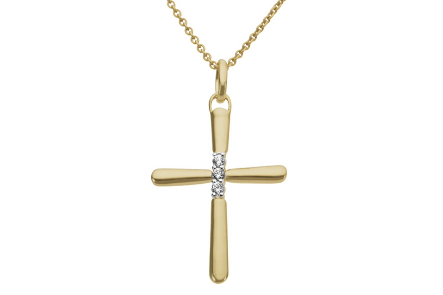 Kors i gull 14kt med 0,015ct  W-P - Bur310614