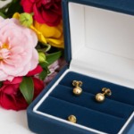 Gulløredobber. Gult gull 14 kt, kule er 4 mm - 47178