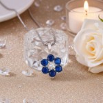 Diamantsmykke med 0,03 ct W-P1 & safirer-32057312