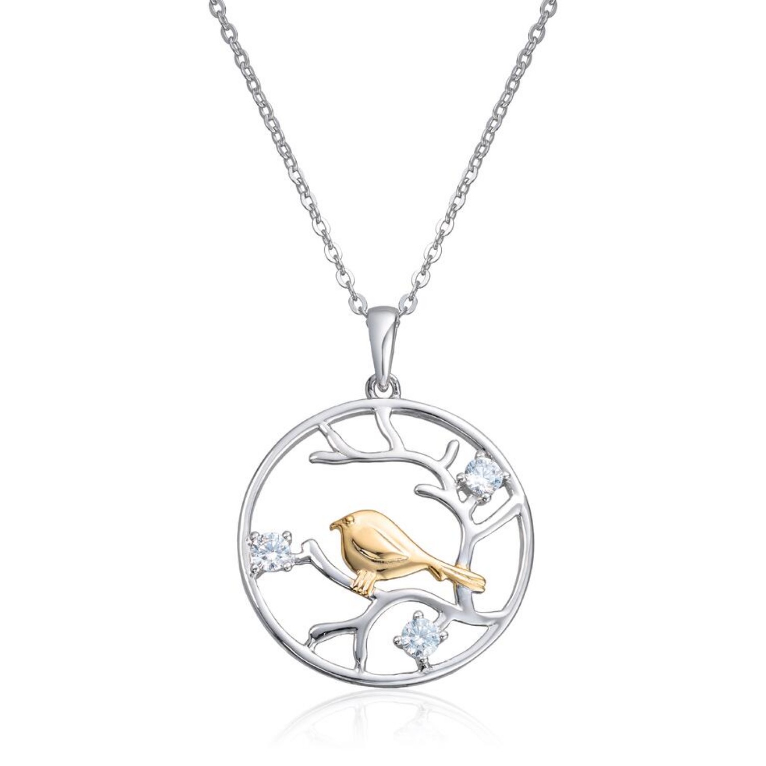 Livets tre i sølv rhodinert med zirkonia - 3049442