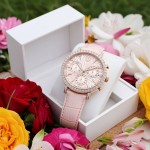Swarovski klokke Matrix Tennis Chrono watch Swiss Made, Leather strap, Pink, Rose gold-tone finish - 5698300