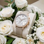 Swarovski klokke Matrix Tennis Chrono watch, Swiss Made, Leather strap, Beige, Rose gold-tone finish - 5702849